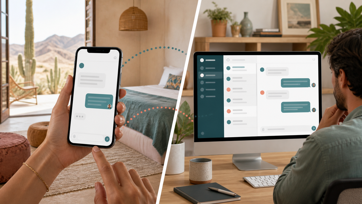 Centralized messaging dashboard receiving an inquiry from a social media platform.
